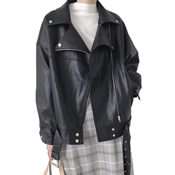 LY VAREY LIN Women Faux Leather Jacket - Stylish Oversized Fit