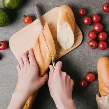 Zulay Kitchen Serrated Bread Knife - Ultra Sharp Stainless Steel Bread Knife for Homemade Bread, Cakes & Bagels - Razor Sharp Wavy Edge Bread Cutter & Slicer - 8-Inch Blade with 5-Inch Handle