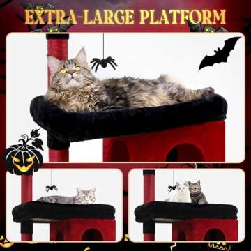Globlazer S72 Heavy Duty Gothic Cat Tree, 72in Large Cat Tower with Coffin Bed, Sturdy Maine Coon Ca...