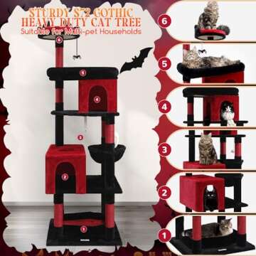 Stylish Heavy Duty Gothic Cat Tree for Large Cats