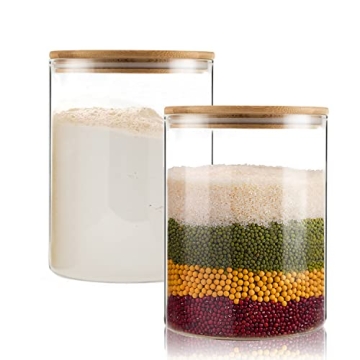 Food Storage Jars,2pack-105 Ounces3100ML -Stackable Glass Storage Containers Clear Glass Food Canist...