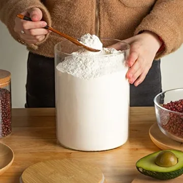 Food Storage Jars,2pack-105 Ounces3100ML -Stackable Glass Storage Containers Clear Glass Food Canister with Bamboo Lid Airtight For Serving Tea, Coffee, Flour, Sugar, Candy, Cookie, Spice and More