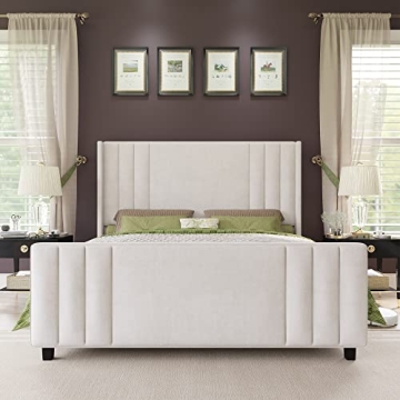 Elegant Velvet King Bed Frame with Tufted Design