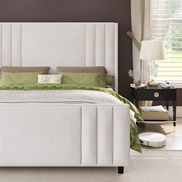 Elegant Velvet King Bed Frame with Tufted Design