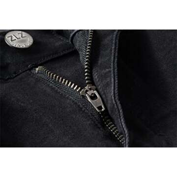 ZLZ Black Ripped Biker Jeans for Men Slim Fit, Men's Comfy Stretch Distressed Biker Jeans Pants Rock, Designer Jeans, Size 38