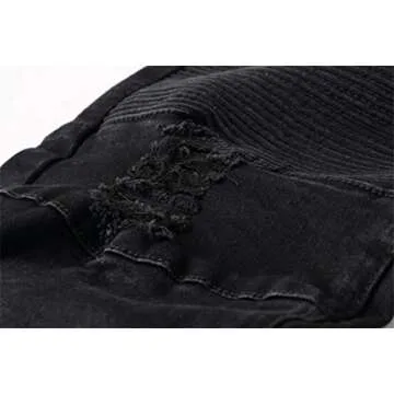 ZLZ Black Ripped Biker Jeans - Slim Fit & Stretchy Comfort