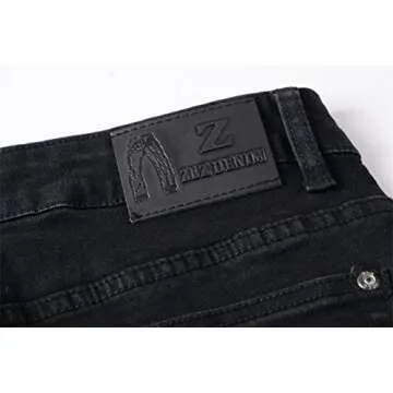 ZLZ Black Ripped Biker Jeans - Slim Fit & Stretchy Comfort