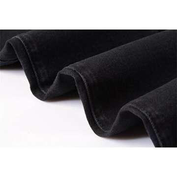 ZLZ Black Ripped Biker Jeans for Men Slim Fit, Men's Comfy Stretch Distressed Biker Jeans Pants Rock, Designer Jeans, Size 38