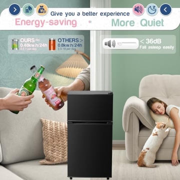 Tehanld Mini Fridge with Freezer - Compact & Quiet