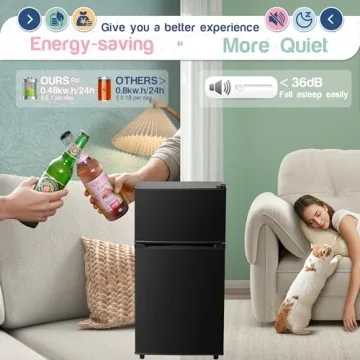 Tehanld Mini Fridge with Freezer - Compact & Quiet