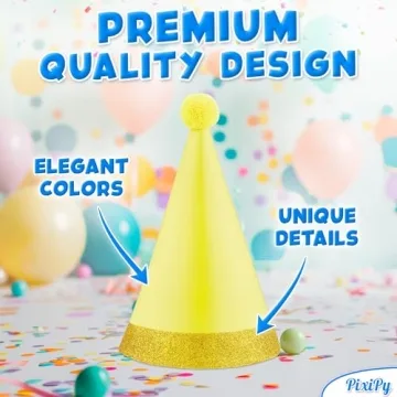 PixiPy Birthday Party Hats - 10 pc Colorful Celebration Headwear