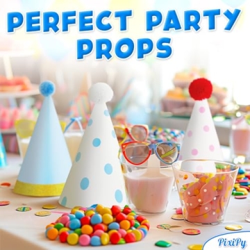 PixiPy Birthday Party Hats - 10 pc Colorful Celebration Headwear
