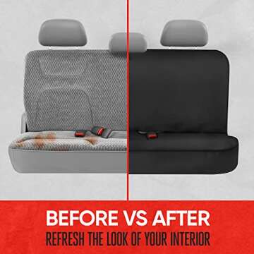 BDK AquaShield Rear Bench Car Seat Cover , Waterproof Neoprene Back Cover for Cars Trucks Van SUV , Ideal Protector Kids & Dogs , Automotive Accessories (Black)