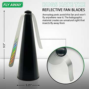 Fly Away - 2 Pack Fly Fans for Tables, Indoor or Outdoor Use, Ideal for Restaurants, BBQs, Events. D...