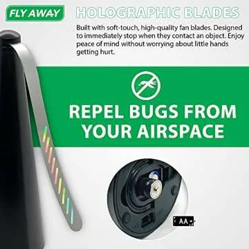Fly Away - 2 Pack Fly Fans for Tables, Indoor or Outdoor Use, Ideal for Restaurants, BBQs, Events. Deter Flies, Wasps, Bees, Moscas, and Bugs. Battery Operated with Tabletop and Hanging Hook Option.