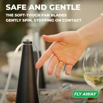 Fly Away - 2 Pack Fly Fans for Tables, Indoor or Outdoor Use, Ideal for Restaurants, BBQs, Events. Deter Flies, Wasps, Bees, Moscas, and Bugs. Battery Operated with Tabletop and Hanging Hook Option.
