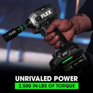 FLEX 24V Brushless Cordless 1/4-Inch 2,500 In-Lbs Torque Quick Eject Hex Impact Driver Multi-Mode Kit with 6.0Ah Stacked Lithium Battery and 280W Rapid Charger - FX1371A-1H