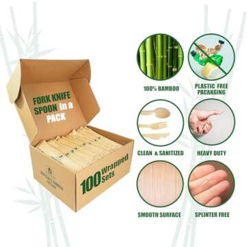 KITCHSENTIAL Bamboo Cutlery Set - Eco-Friendly Utensils Set