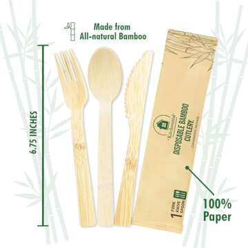 KITCHSENTIAL Bamboo Cutlery Set - Eco-Friendly Utensils Set
