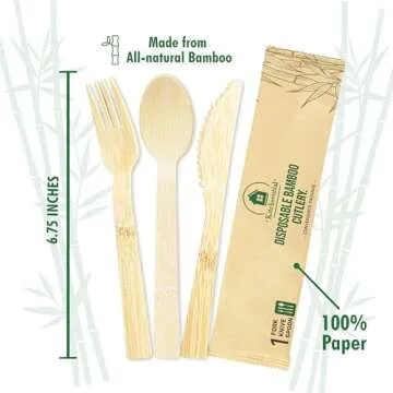 KITCHSENTIAL Bamboo Cutlery Set - Eco-Friendly Utensils Set