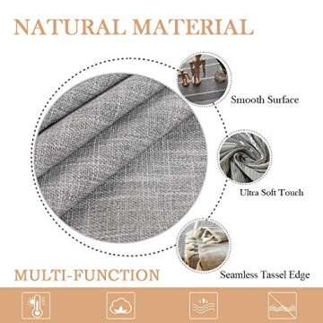 ColorBird Farmhouse Rectangle Tablecloth, Striped Cotton Linen Table Cloth 55 x 86 Inch Fabric Gray Thick Washable Dinning Table Cover for Kitchen Tabletop Outdoor Picnic