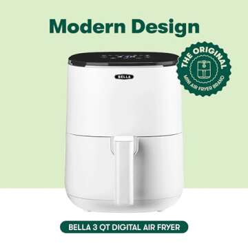BELLA 3 Qt Touchscreen Air Fryer Oven and 5-in-1 Multicooker with Removable NonstickDishwasher Safe ...