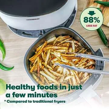 BELLA 3 Qt Touchscreen Air Fryer Oven and 5-in-1 Multicooker with Removable NonstickDishwasher Safe Crisping Tray and Basket, 1400 Watt Heating System, Matte White