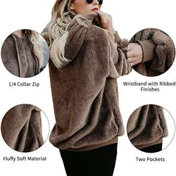 American Trends Womens Fuzzy Hoodies Athletic Cozy Fluffy Hoodie Pullover for Women Comfy Fleece Hooded Sweatshirt Light Grey M