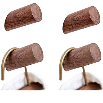 Felidio Wood Wall Hooks - 4 Pack, Rustic Heavy Duty Hooks for Home Organization