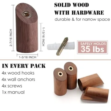 Felidio Wood Wall Hooks: Stylish, Sturdy & Easy to Install
