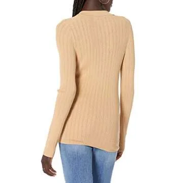 The Drop Women's Dara Slim-Fitted Variegated Rib Polo Sweater - Chic Style and Comfort