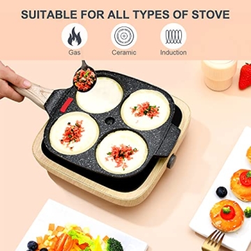 Bobikuke Egg Frying Pan with 4-Hole Design - Nonstick