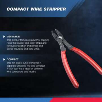 NEIKO 02037A Compact Wire Stripper | 4-in-1 Multi Purpose Electricians Pliers | Wire Crimper, Cutter...