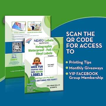 Holographic Vinyl Sticker Paper - 10 Sheets - Self-Adhesive, Waterproof, Tear-Resistant Custom Labels for Inkjet & Laser Printers, All Cutting Machines - Customizable Full Sheet Stickers