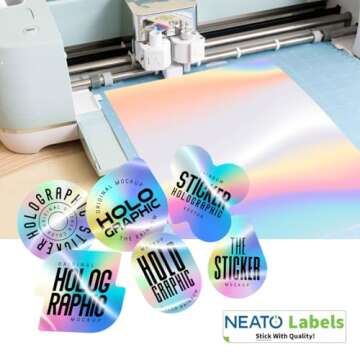 Holographic Vinyl Sticker Paper - 10 Sheets - Self-Adhesive, Waterproof, Tear-Resistant Custom Labels for Inkjet & Laser Printers, All Cutting Machines - Customizable Full Sheet Stickers