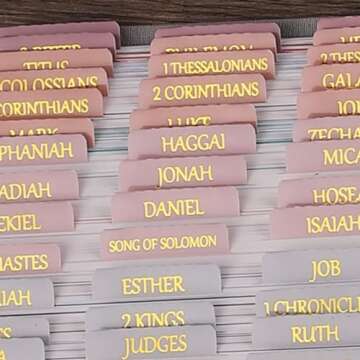 Thinkor Reposition Gold Foil Laminated Bible Tabs, Large Print Stickers, Easy to Read and Apply Bible Tabs for Women and Man (Pearl Gold Foil)