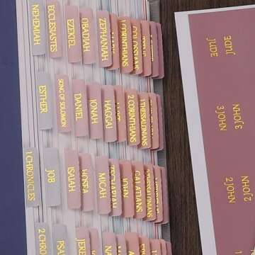 Thinkor Reposition Gold Foil Laminated Bible Tabs, Large Print Stickers, Easy to Read and Apply Bible Tabs for Women and Man (Pearl Gold Foil)