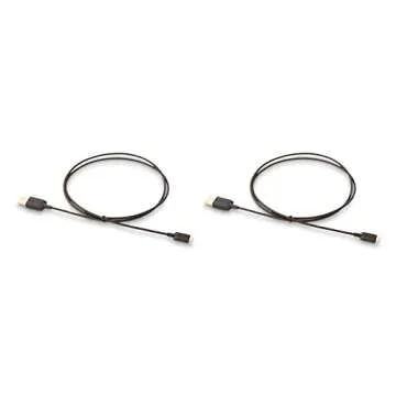 Amazon Basics 2-Pack USB-A to Micro USB Charging Cable, 480Mbps Transfer Speed with Gold-Plated Plugs, USB 2.0, 3 Foot, Black