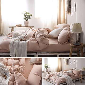 ROOMLIFE Blush Pink Duvet Cover Set for King Size Beds