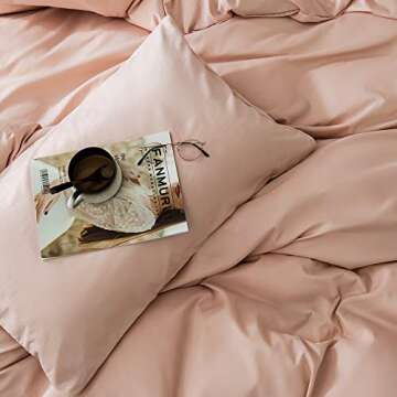 ROOMLIFE Blush Pink Duvet Cover Set for King Size Beds
