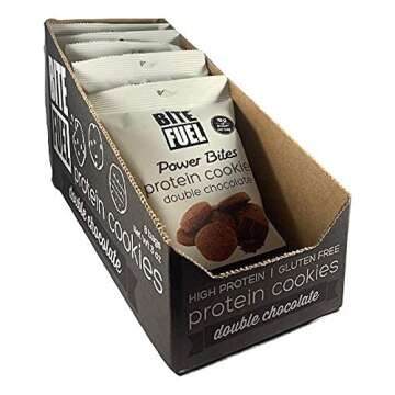 BITE FUEL Power Bites High Protein Cookies, Non GMO, Gluten Free, Low Carb 2.47 Oz (Pack of 8) (Double Chocolate Chip)