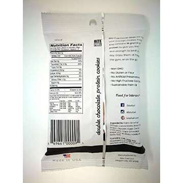 BITE FUEL Power Bites High Protein Cookies, Non GMO, Gluten Free, Low Carb 2.47 Oz (Pack of 8) (Double Chocolate Chip)