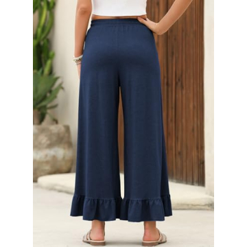 EVALESS Womens Wide Leg Pants Trendy High Waisted Culottes