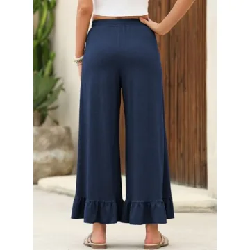 EVALESS Womens Wide Leg Pants Trendy High Waisted Culottes