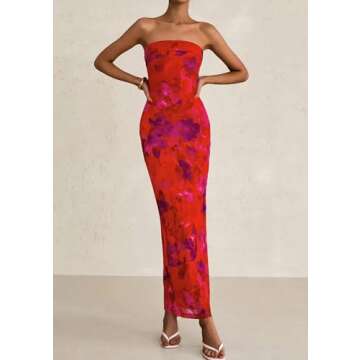 PRETTYGARDEN Women's Floral Tube Maxi Dress - Summer Style