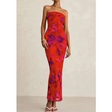 PRETTYGARDEN Women's Floral Tube Maxi Dress - Summer Style