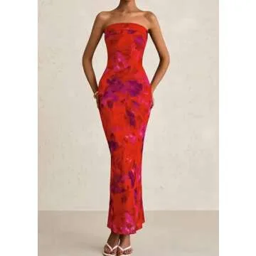 PRETTYGARDEN Women's Floral Tube Maxi Dress - Summer Style