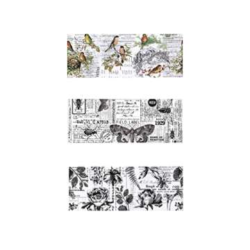Tim Holtz Idea-Ology Collage Paper Rolls - Entomology, Botanical and Aviary - Bundle of Three Rolls