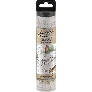 Tim Holtz Idea-Ology Collage Paper Rolls - Entomology, Botanical and Aviary - Bundle of Three Rolls