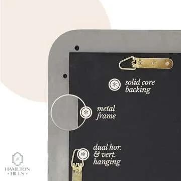 Hamilton Hills 22x30 inch Metal Black Frame Mirror for Bathroom | Brushed Rectangular Rounded Corner Vanity | 2" Deep Set Design Large Wall Mirrors Decorative | Hangs Horizontal and Vertical